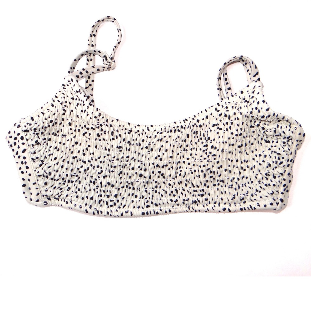 Xhilaration Smocked‎ Dot Print Bikini Top Bandeau Swimwear Size M